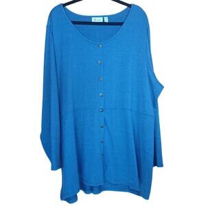 Denim & Co. Women's Blue Tunic Top Button-Up 3/4 Sleeve Size 3X